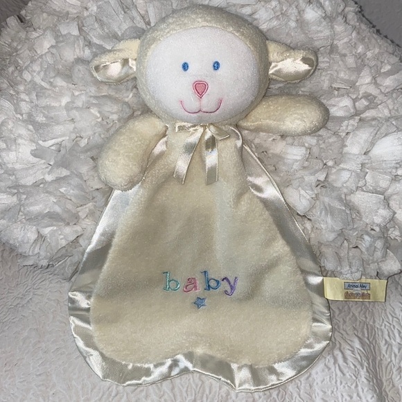 Animal Alley Baby Lovie Lamb Satin Trim Security Blanket Plush Lovey - Picture 1 of 13